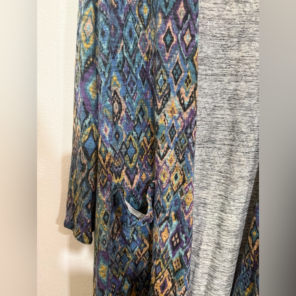 Lula Roe cardigan duster. Open kimono. Long size L. - Picture 4 of 6